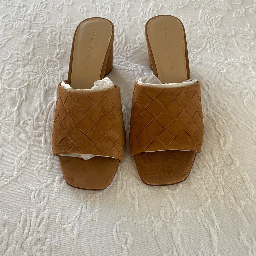 VERONICA BEARD NWT Kiele Woven Suede Slide Heel Color Pecan Size 10